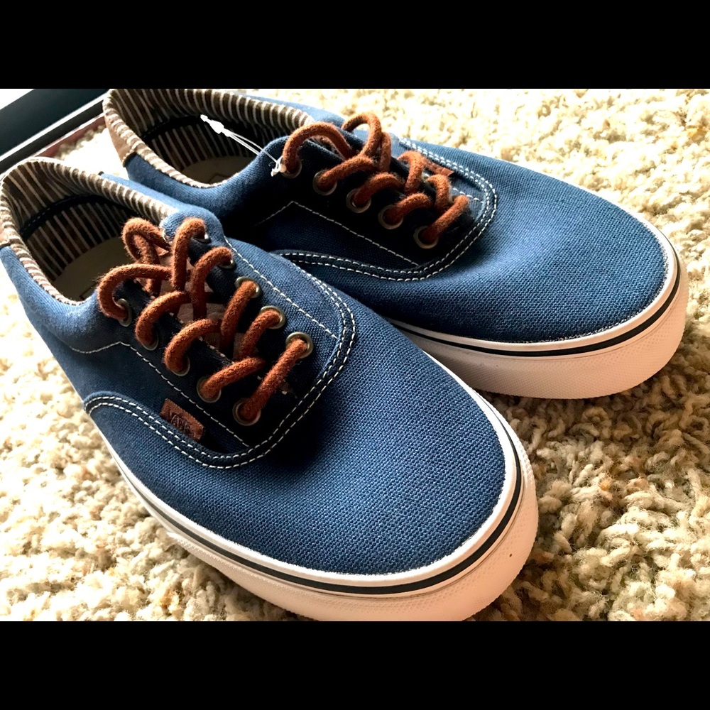Blue and brown Vans